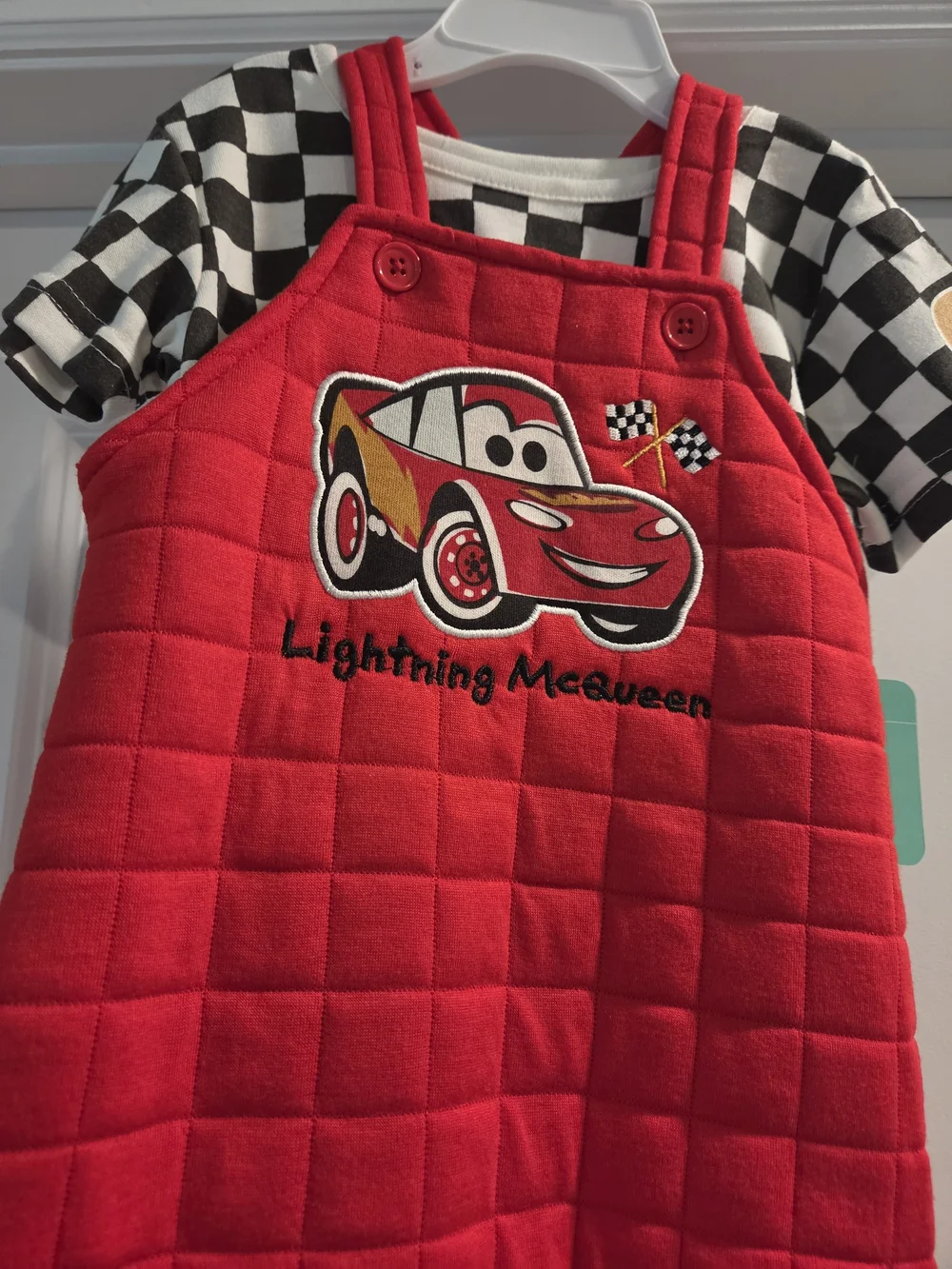 Disney Nwt Red Quilted Lightning McQueen Overall Set Size 18months